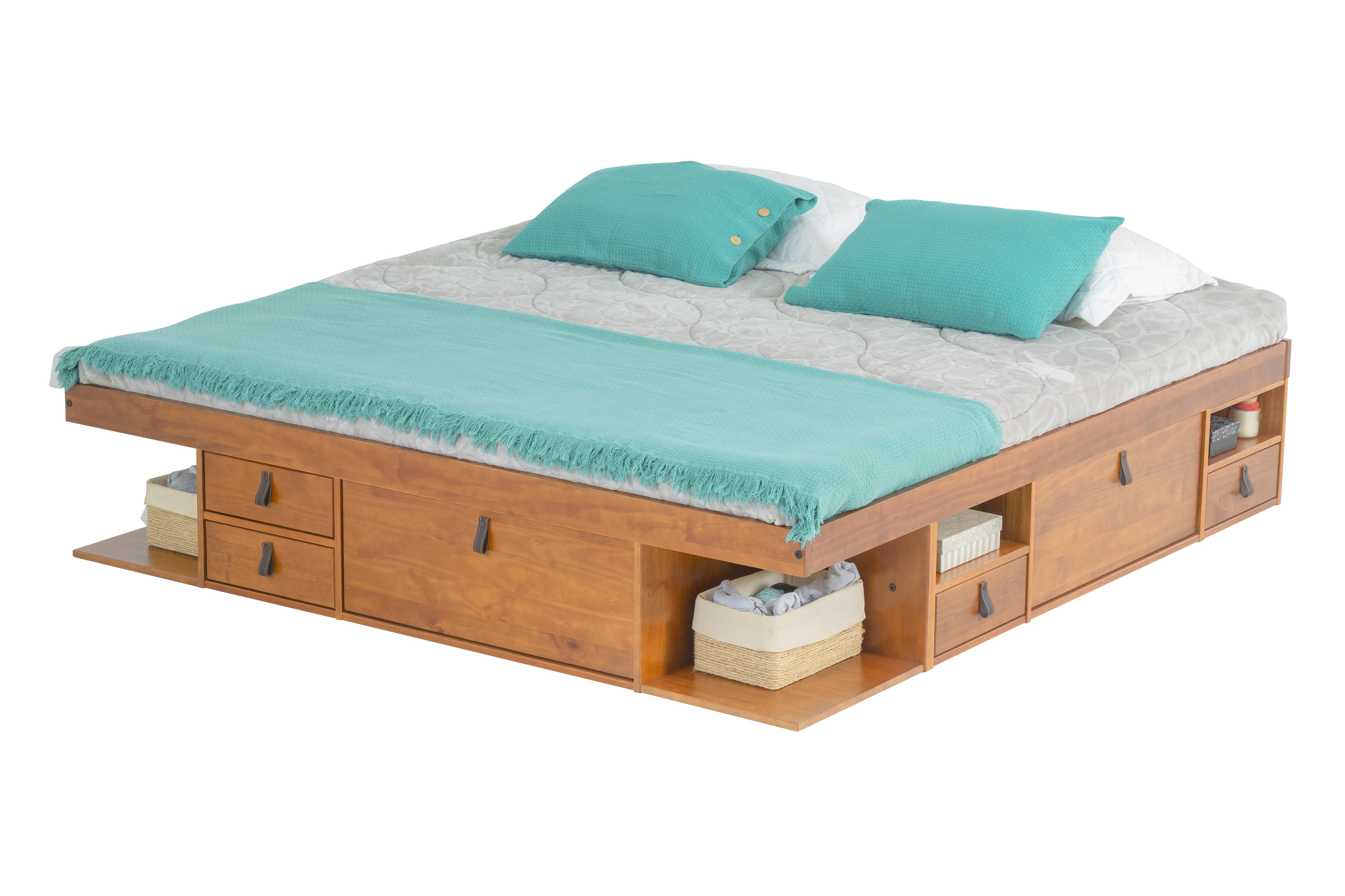Memomad Bali Storage Platform Bed (King Size, Oak) - memomad.store