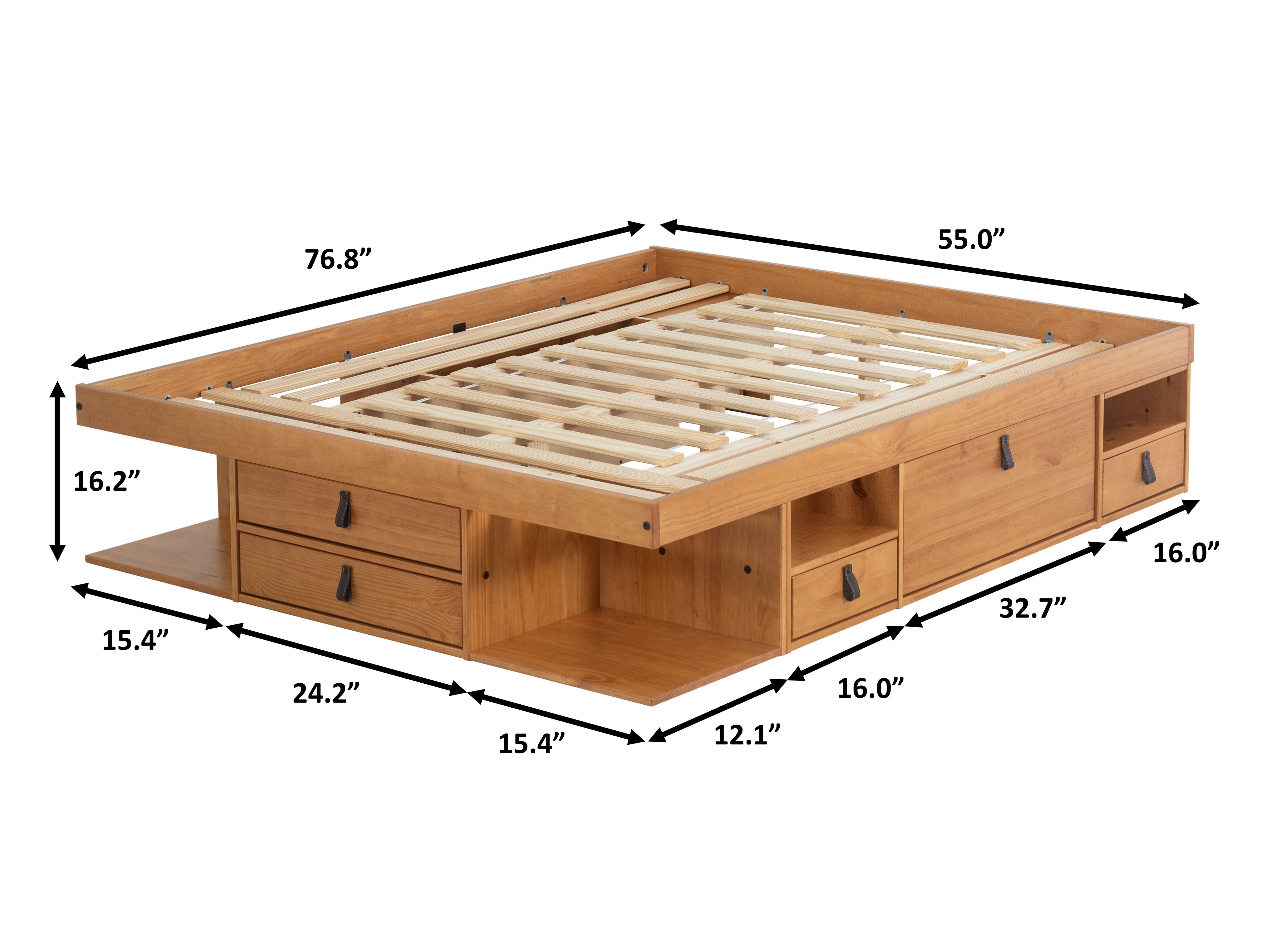 Memomad Bali Storage Platform Bed (Full Size, Oak) - memomad.store