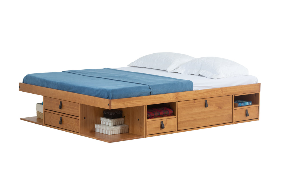 Memomad Bali Storage Platform Bed (Queen Size, Oak) - memomad.store