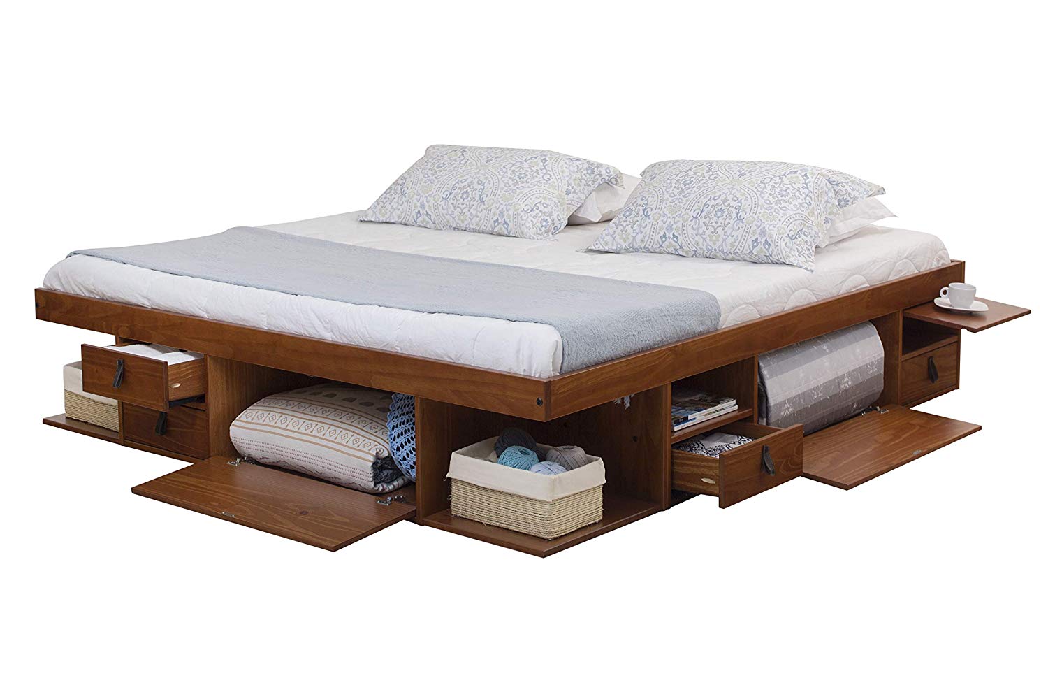 Memomad Bali Storage Platform Bed (King Size, Caramel) - memomad.store