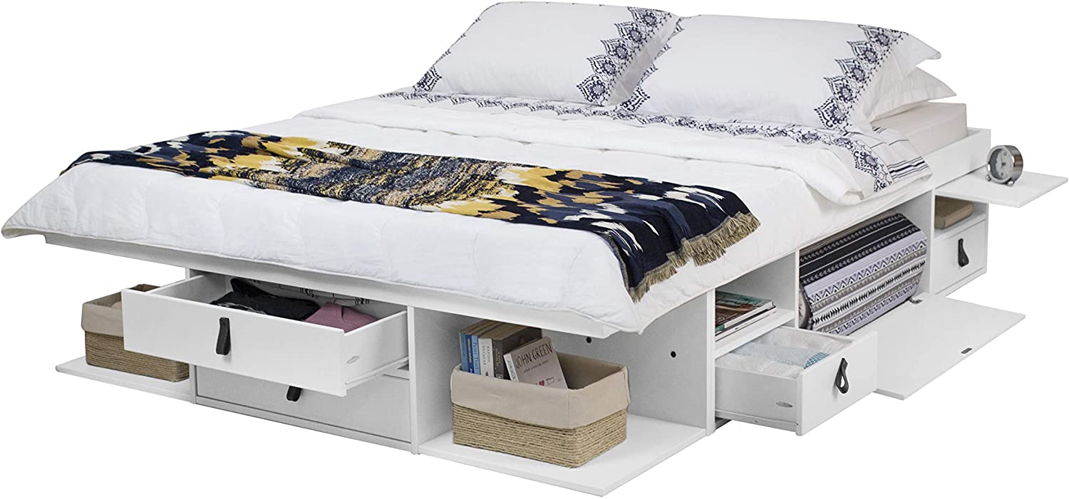 Memomad Bali Storage Platform Bed (Full Size, Off White) - memomad.store