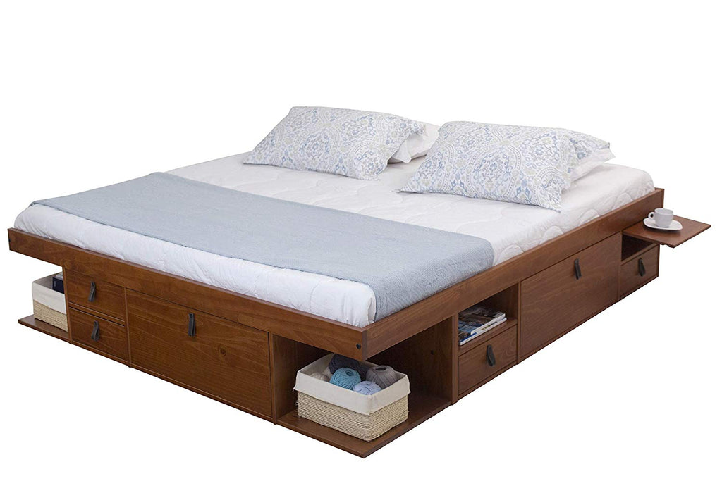 Memomad Bali Storage Platform Bed (King Size, Caramel) - memomad.store