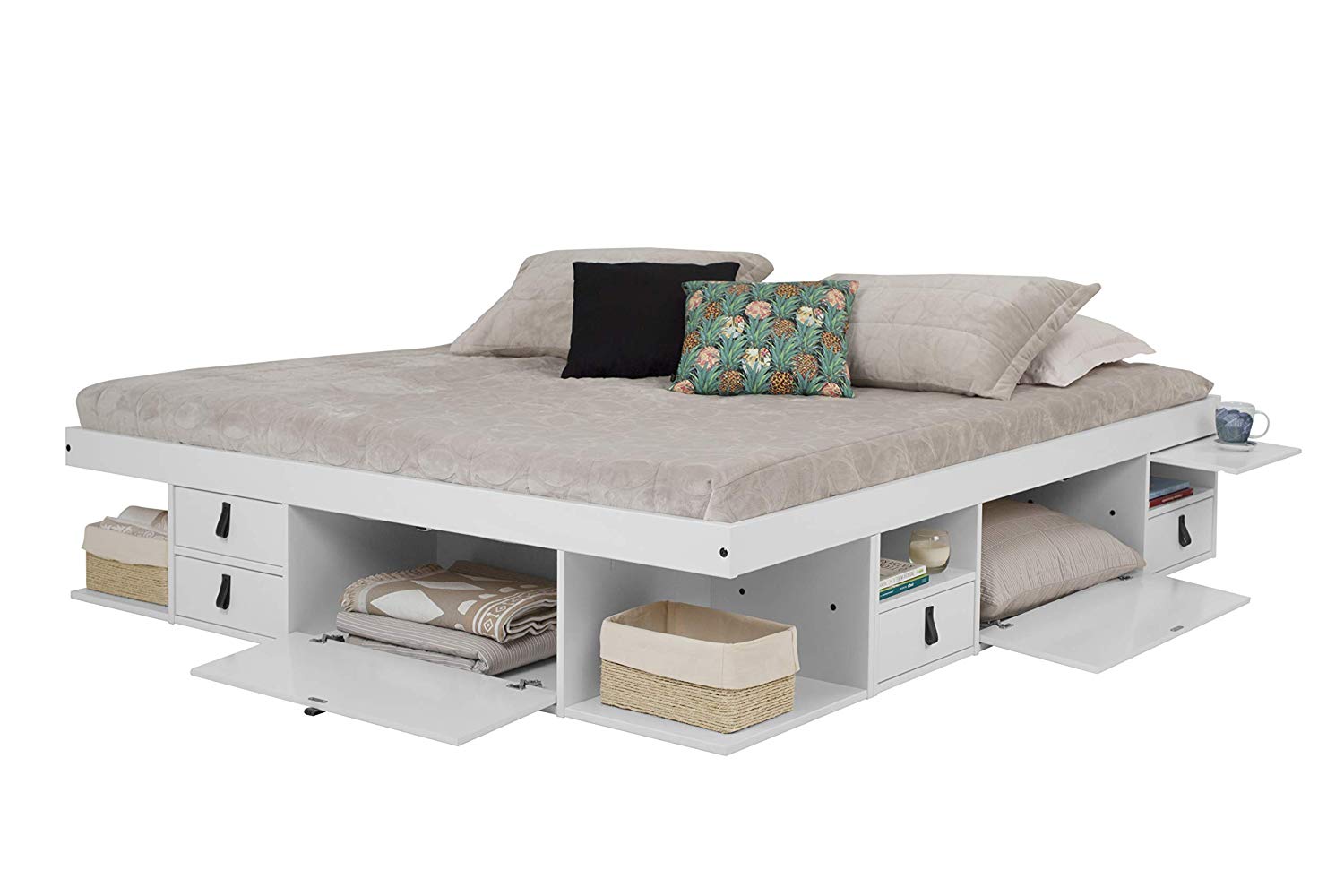 Memomad Bali Storage Platform Bed (King Size, Off White) - memomad.store