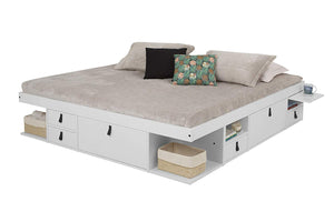 Memomad Bali Storage Platform Bed (King Size, Off White) - memomad.store